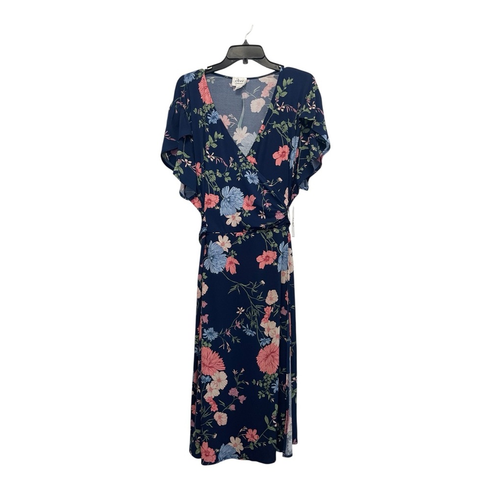 DM Collection Rayla Faux Wrap Knit Dress in Navy Size 24W NEW
